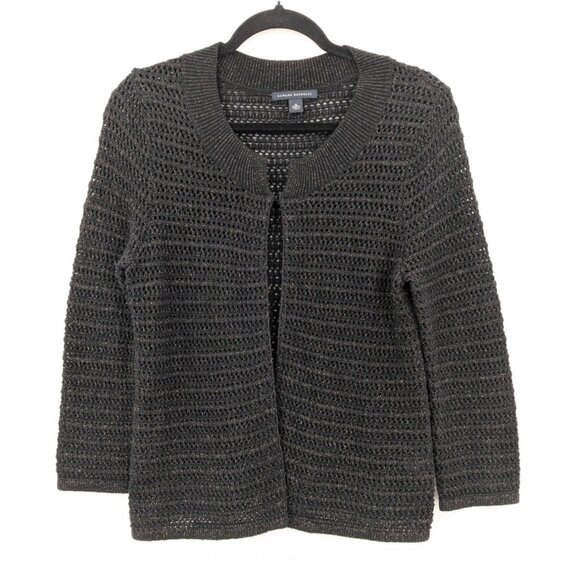 Banana Republic Open_knit Cardigan Women Size M Wool Blend Gold Shimmer Preppy - Picture 1 of 8